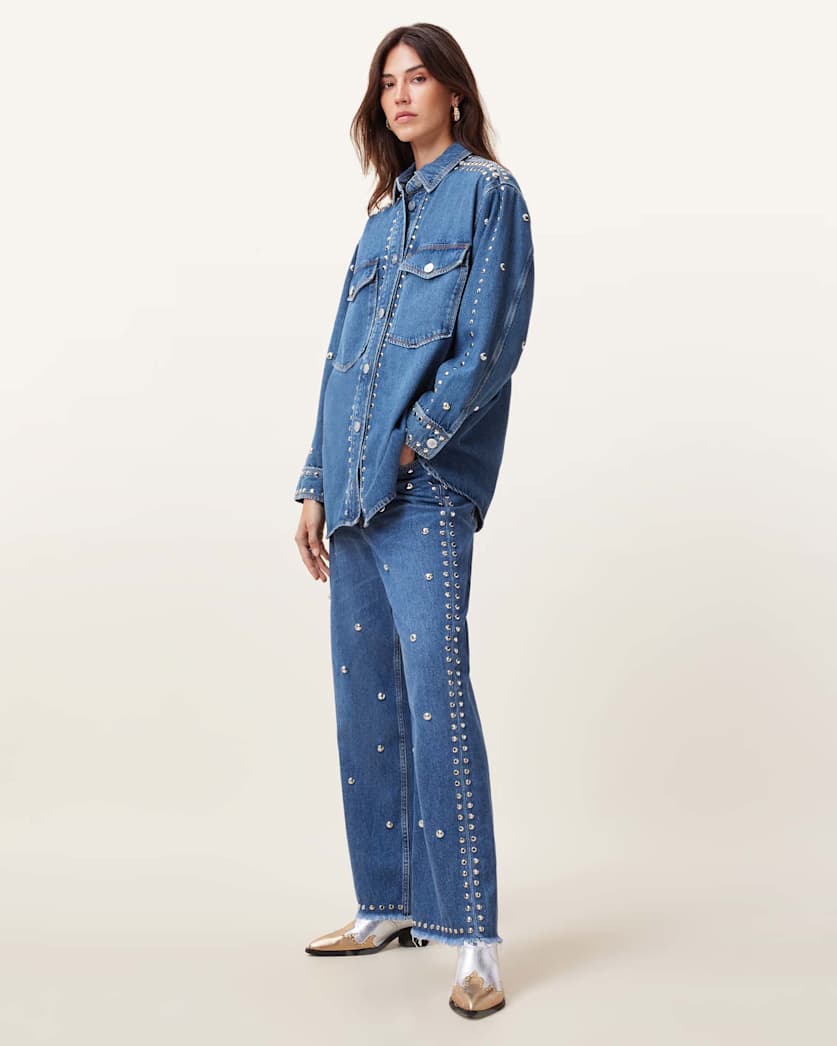 Alba Studded Oversized Denim Shirt