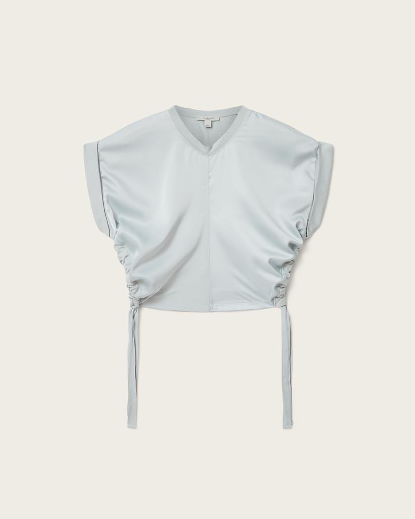 Mira Cropped Satin Drawcord T-Shirt