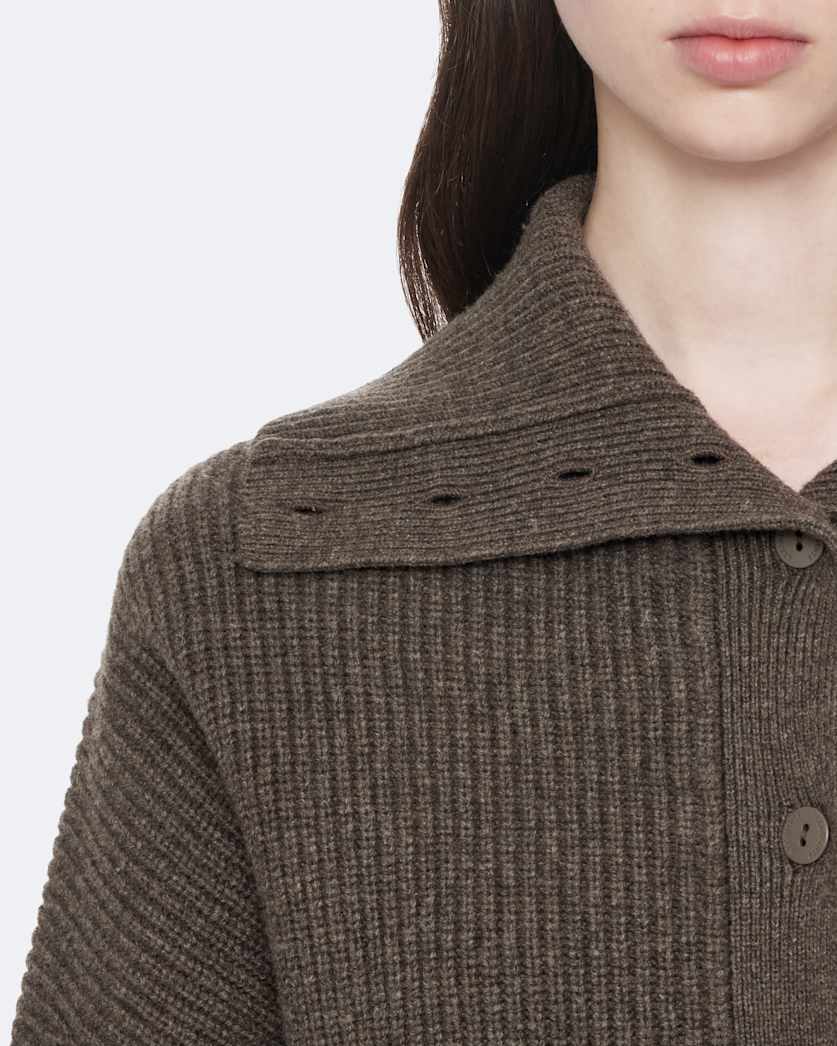 Caron Cropped Merino Wool Cardigan