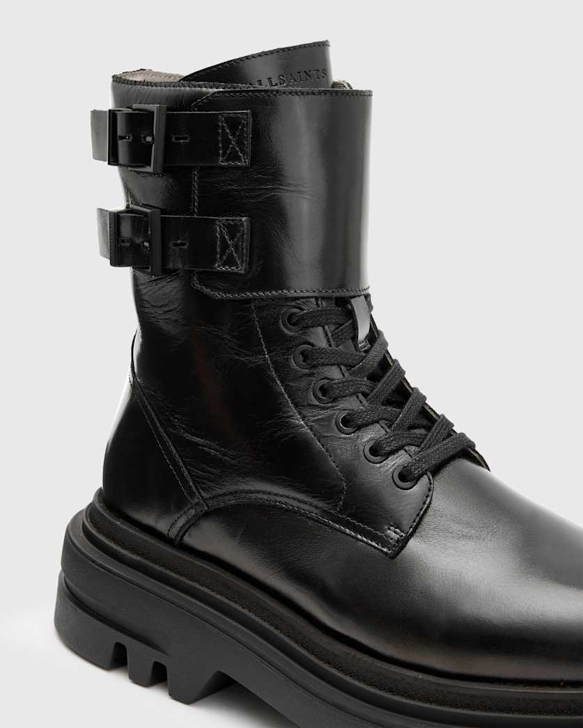 Zoe Lace Up Chunky Leather Boots