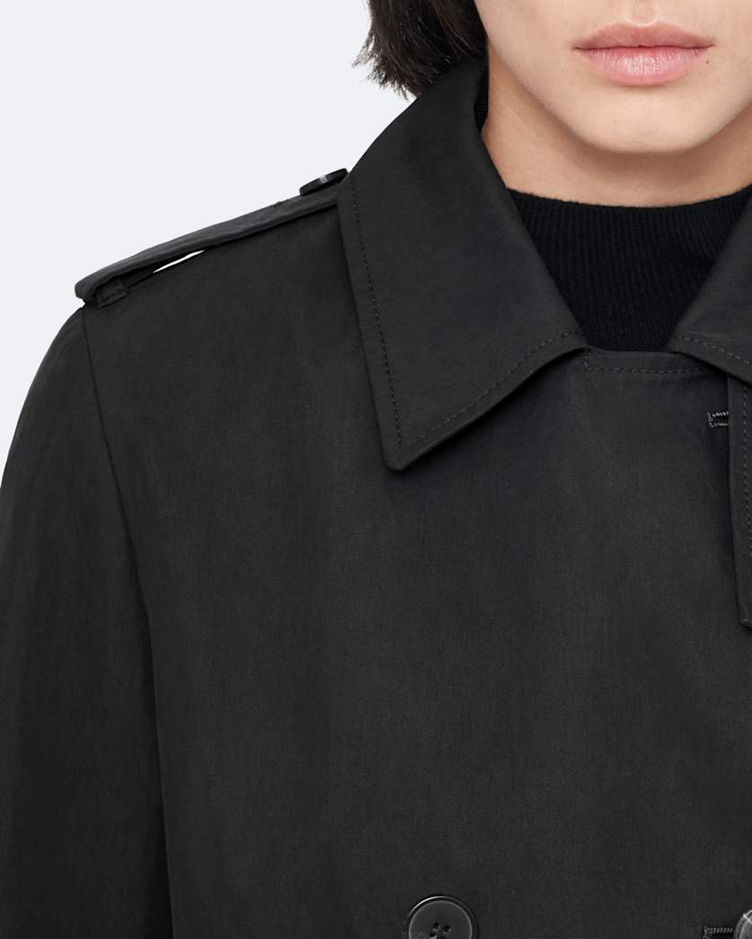 Double-breasted cotton trench coat
