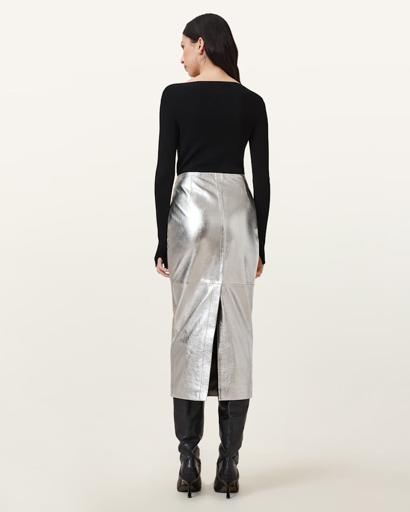 Renai Slim Fit Leather Pencil Skirt