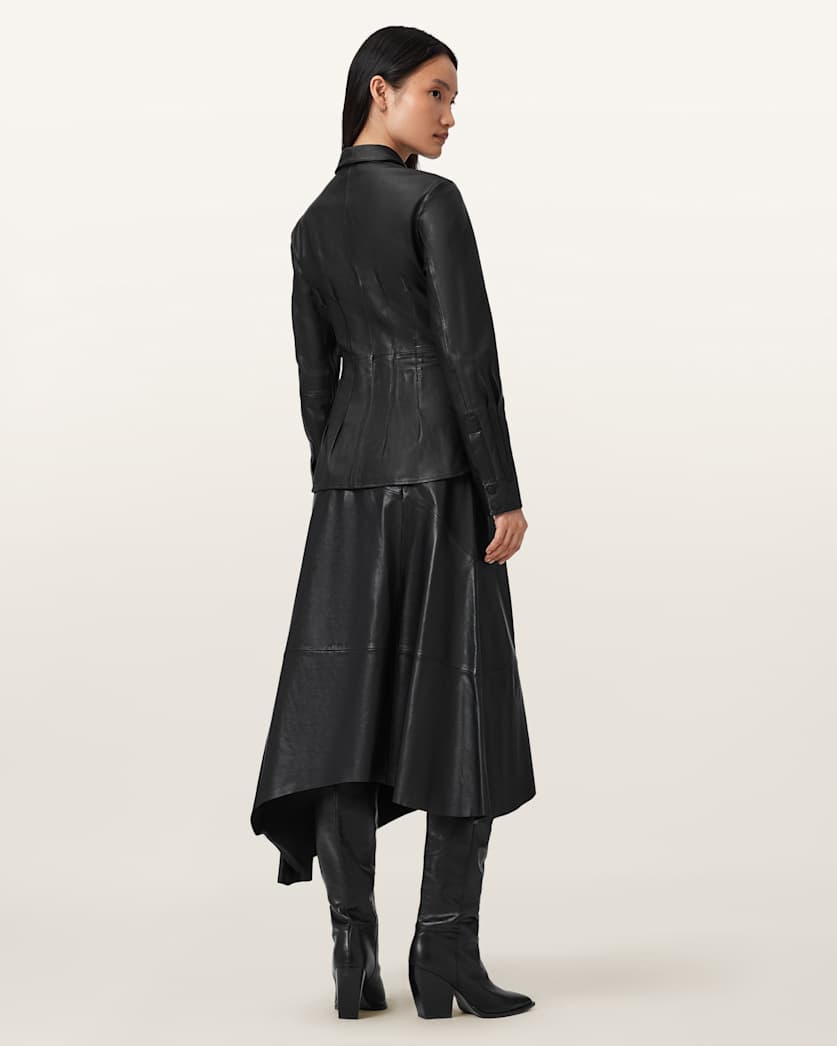 Gia Leather Midi Skirt