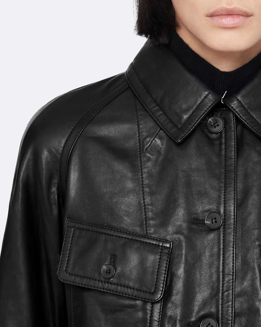 Leather hunting jacket