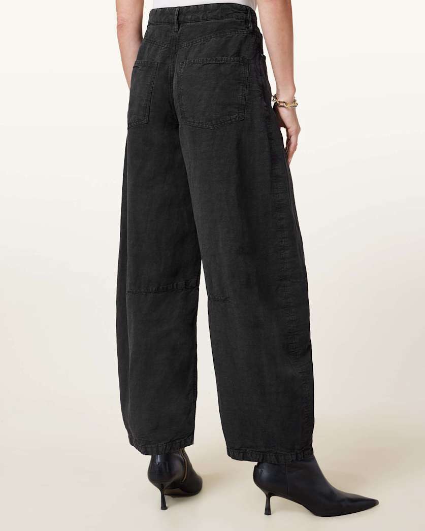 Jett Barrel Leg Linen Blend Trousers