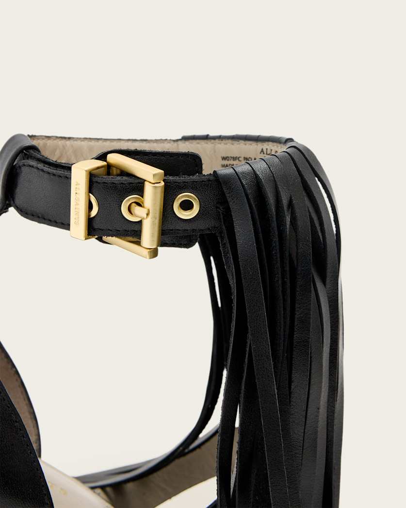 Paola Fringed Leather Heeled Sandals