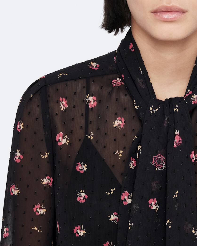 Bow-detail jacquard shirt
