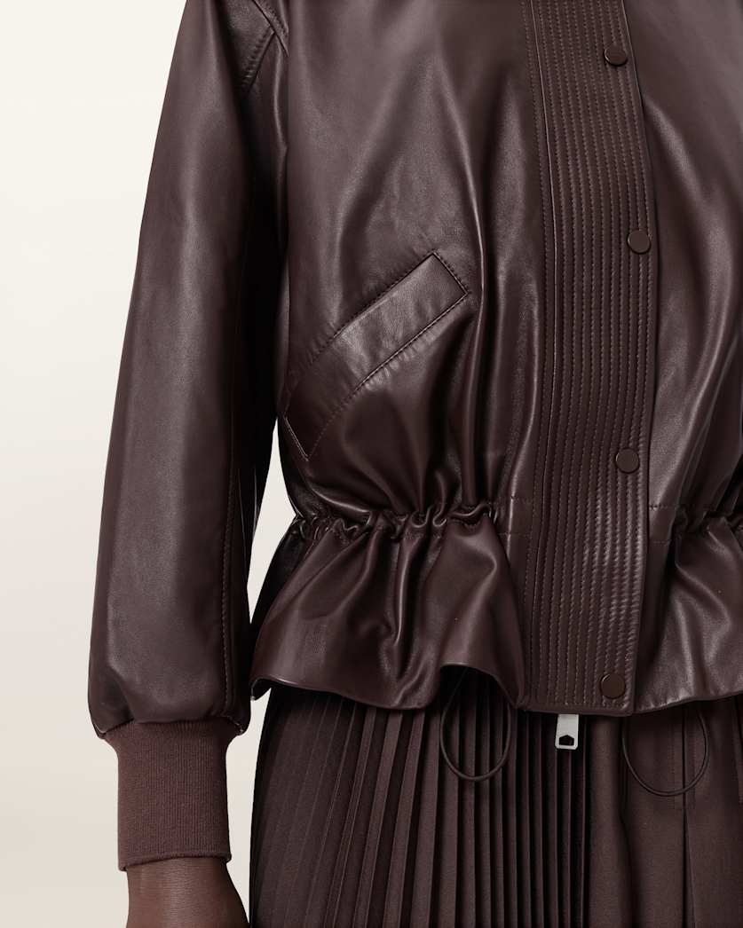 Sofi Drawstring Leather Bomber Jacket