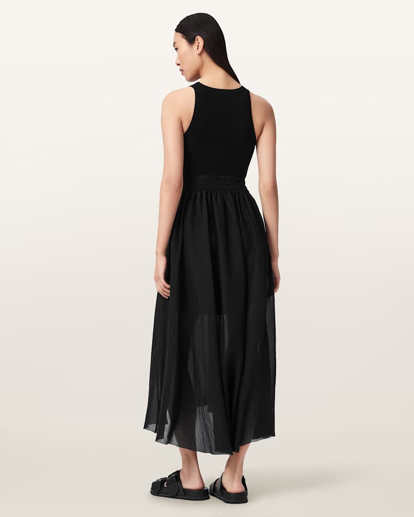 Zenia Sleeveless Asymmetric Midi Dress
