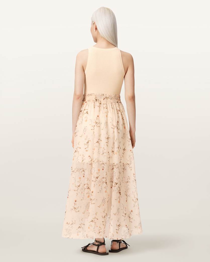 Zenia Sleeveless Knit Woven Midi Dress