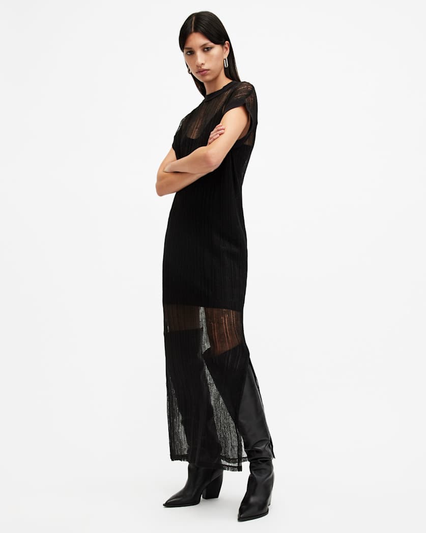 Giana Metallic Open Stitch Midi Dress