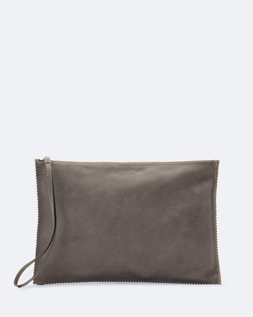 Siloh Pinked-Edge Large Leather Pouch