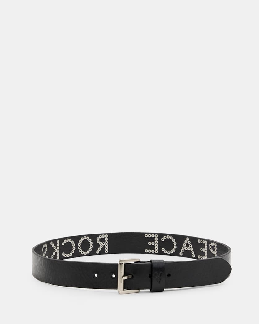 Peace Rocks Studded Leather Belt