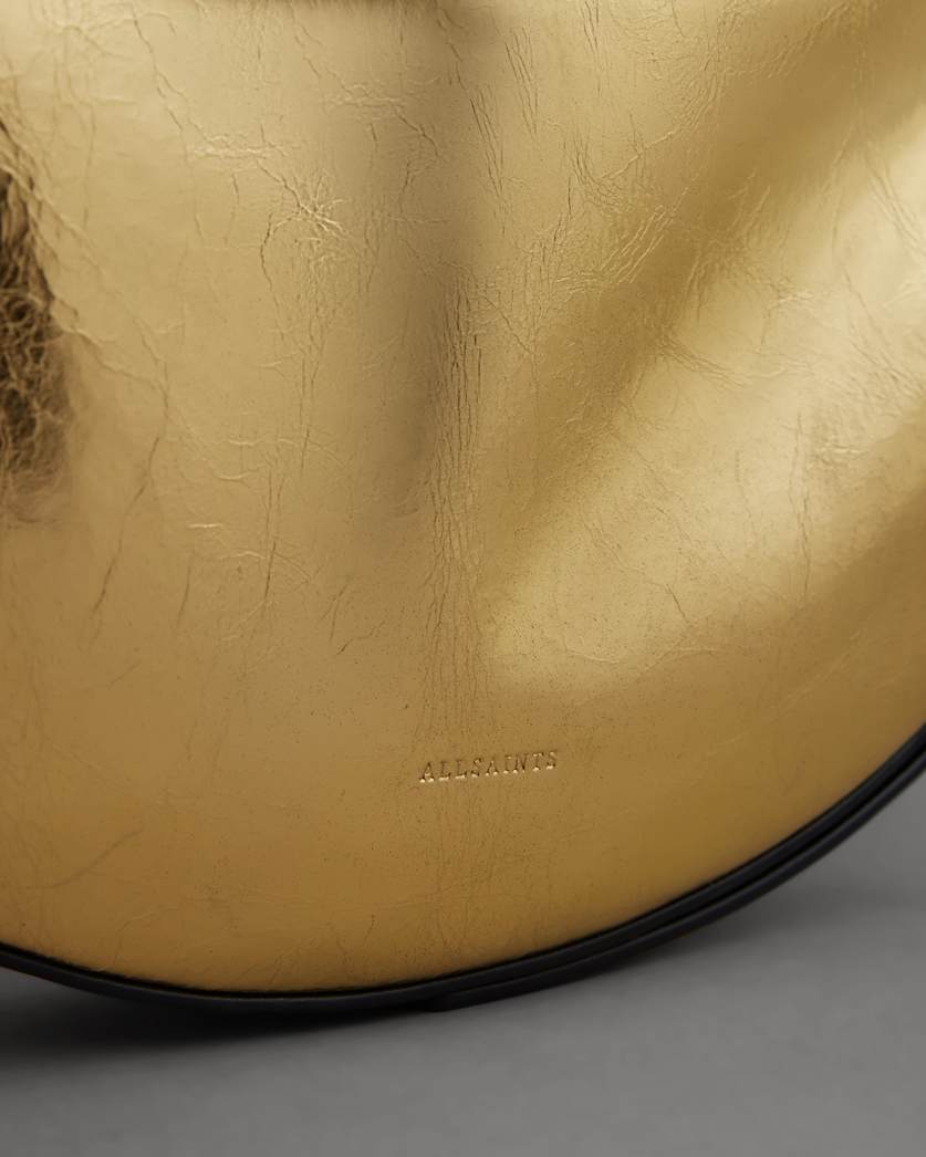 Half Moon Metallic Leather Crossbody Bag