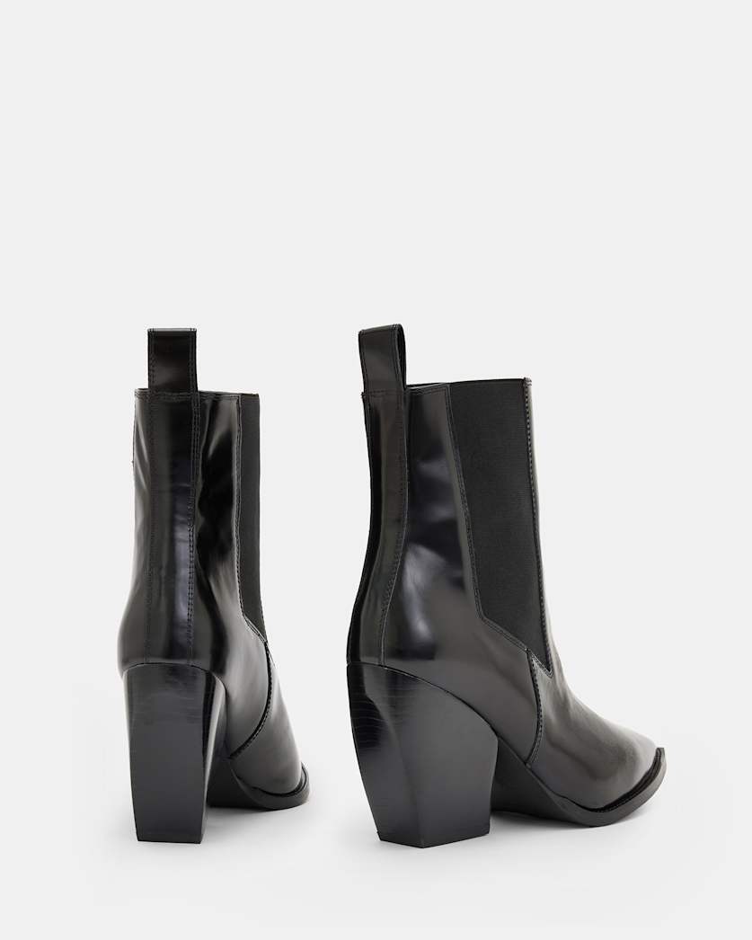 Ria Pointed Leather Heeled Boots