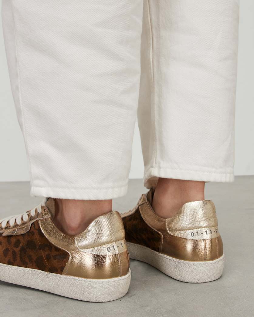 Sheer Leopard Print Leather Trainers