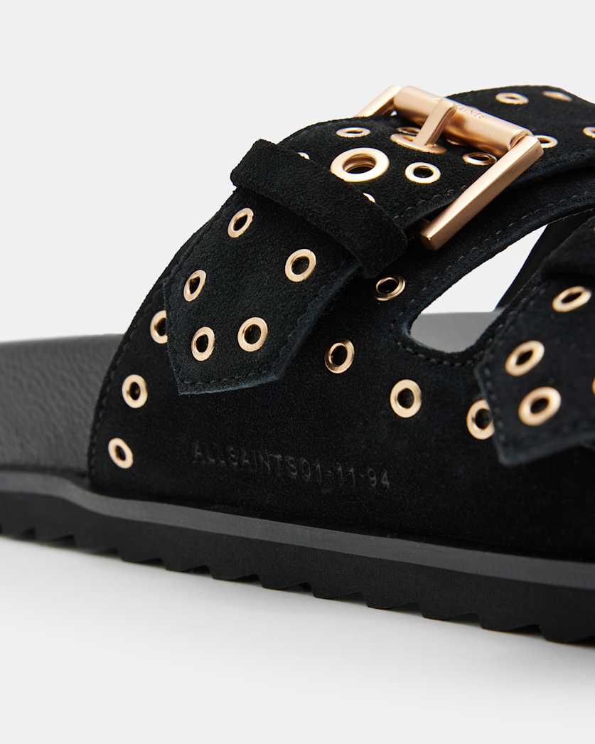 Khai Two Strap Suede Eyelet Sandals