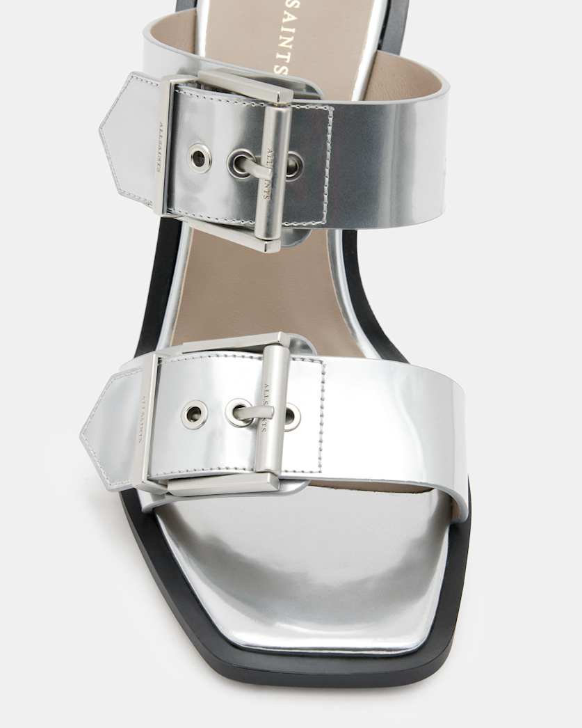 Camille Metallic Leather Block Heels