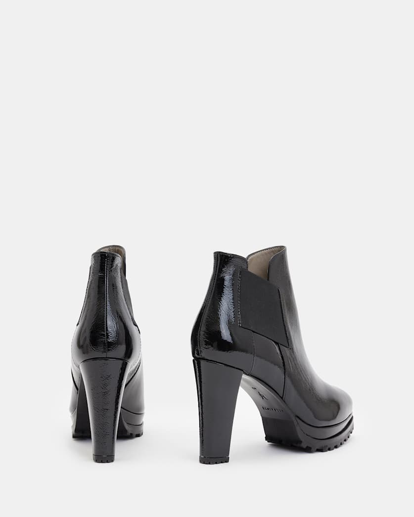 Sarris Patent Leather Block Heel Boots