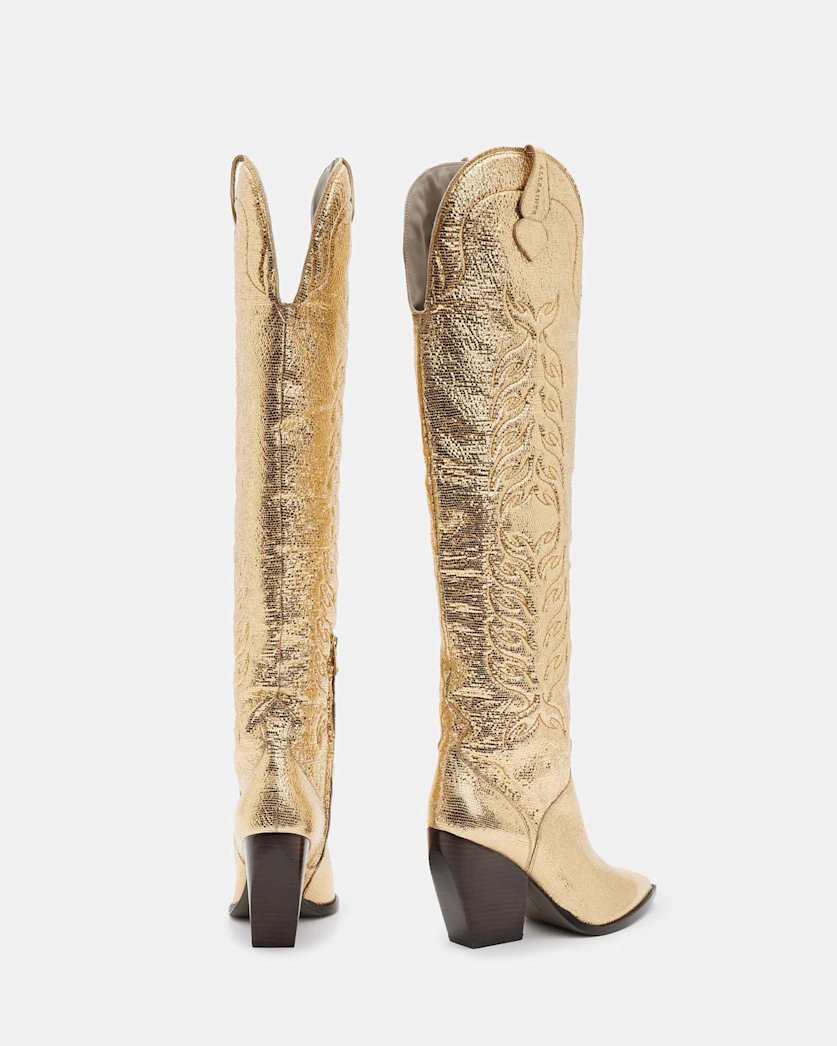 Roxanne Knee High Metallic Leather Boots