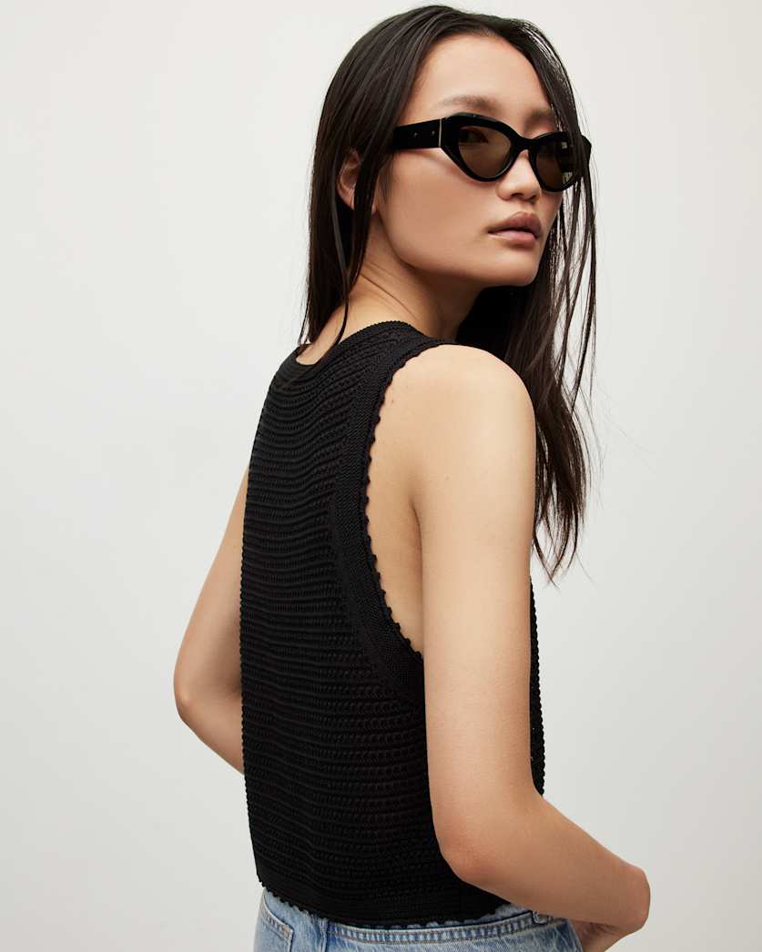 Mesh Crochet Cropped Tank Top