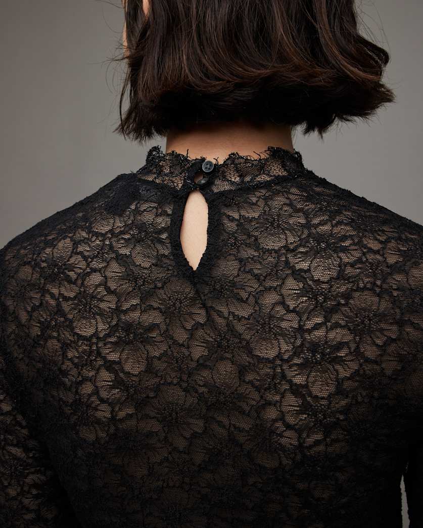 Francesco Long Sleeve Sheer Lace Top