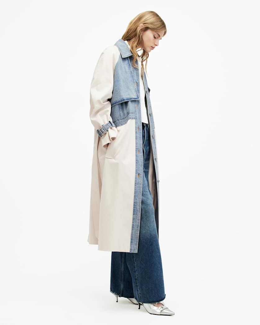 Dayly Denim Panelled Relaxed Trench Coat