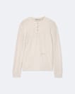 Raine Waffle-Knit Long-Sleeve Henley Top