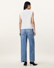 Fox Asymmetric Hem Wide Leg Denim Jeans