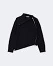 Asymmetric funnel-neck wool jumper
