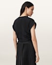 Mira Cropped Satin Drawcord T-Shirt