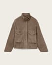 Clay Funnel Neck Suede Cropped Jacket