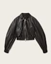 Anouk Cropped Leather Bomber Jacket