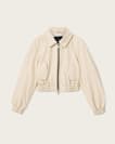 Anouk Cropped Leather Bomber Jacket