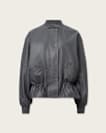 Sofi Drawstring Leather Bomber Jacket