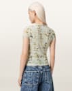Ellie Mesh Floral Print Slim T-Shirt