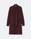 Tie-neck silk knee-length dress