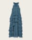 Cavarly Crepe Tiered Ruffle Maxi Dress
