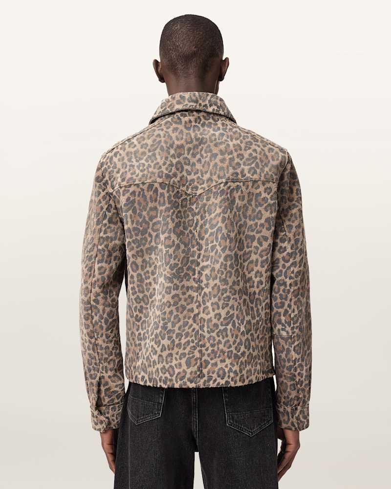 Dellcot Leopard Print Suede Jacket