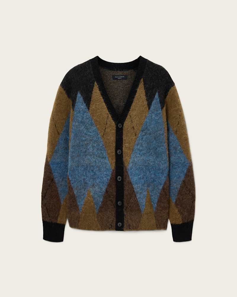 Bernie Oversized Argyle Cardigan