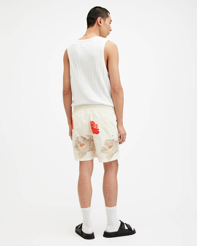 Roze Slim Floral Print Swim Shorts