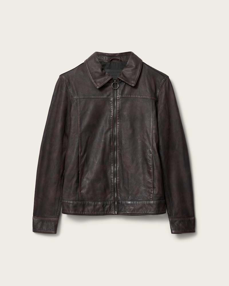 Alkan Zip Up Two Tone Leather Jacket 