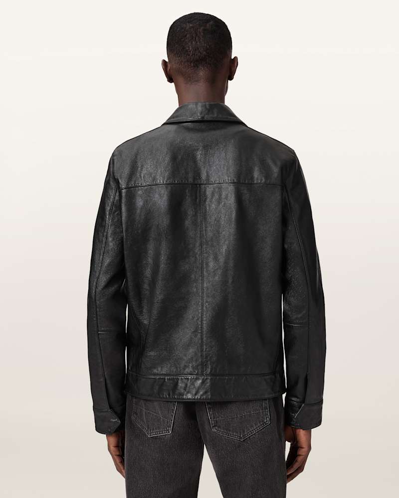 Alkan Zip Up Two Tone Leather Jacket 