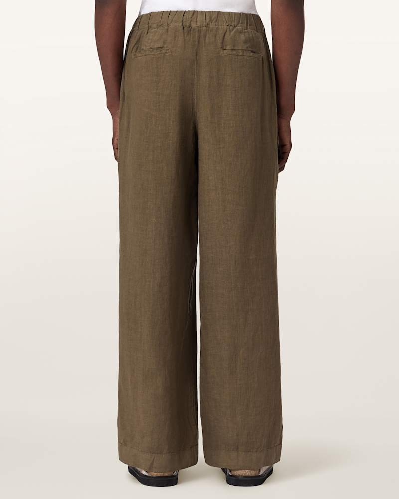 Sharp Straight Leg Linen Trousers