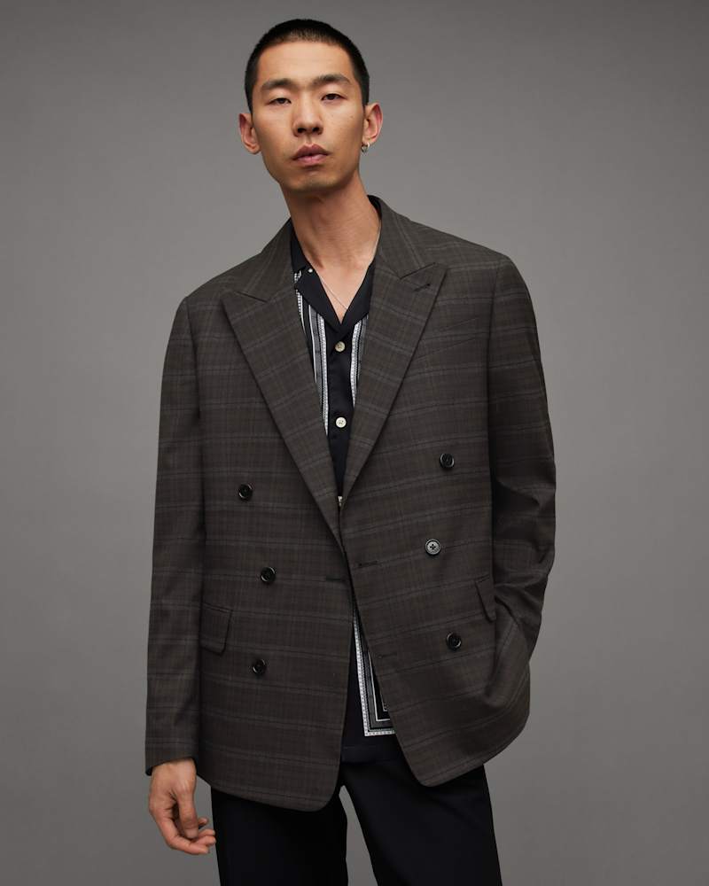 Spica Checked Double Breasted Blazer