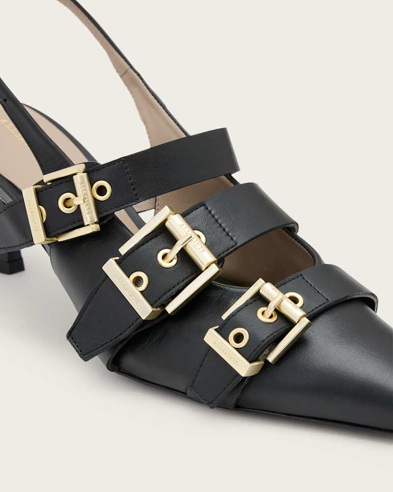 Vivian Leather Buckle Slingback Heels