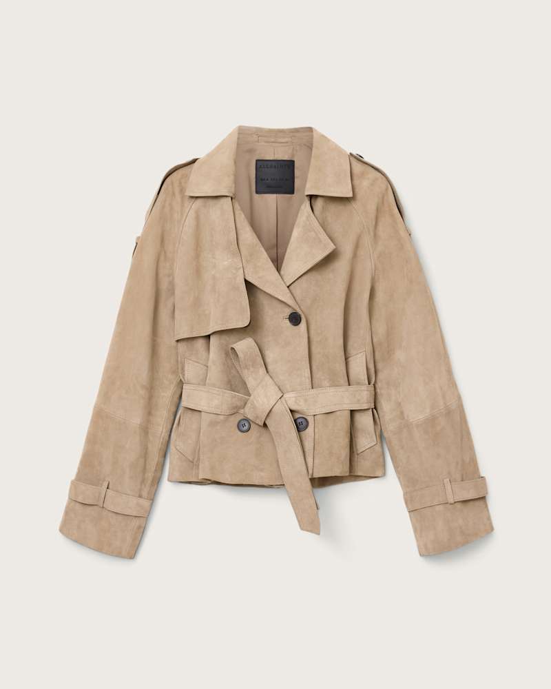Reed Cropped Suede Trench Coat