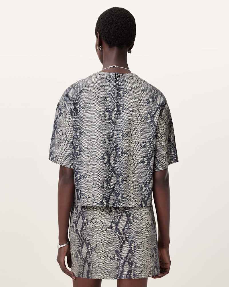 Renai Foil Snake Print Suede T-Shirt