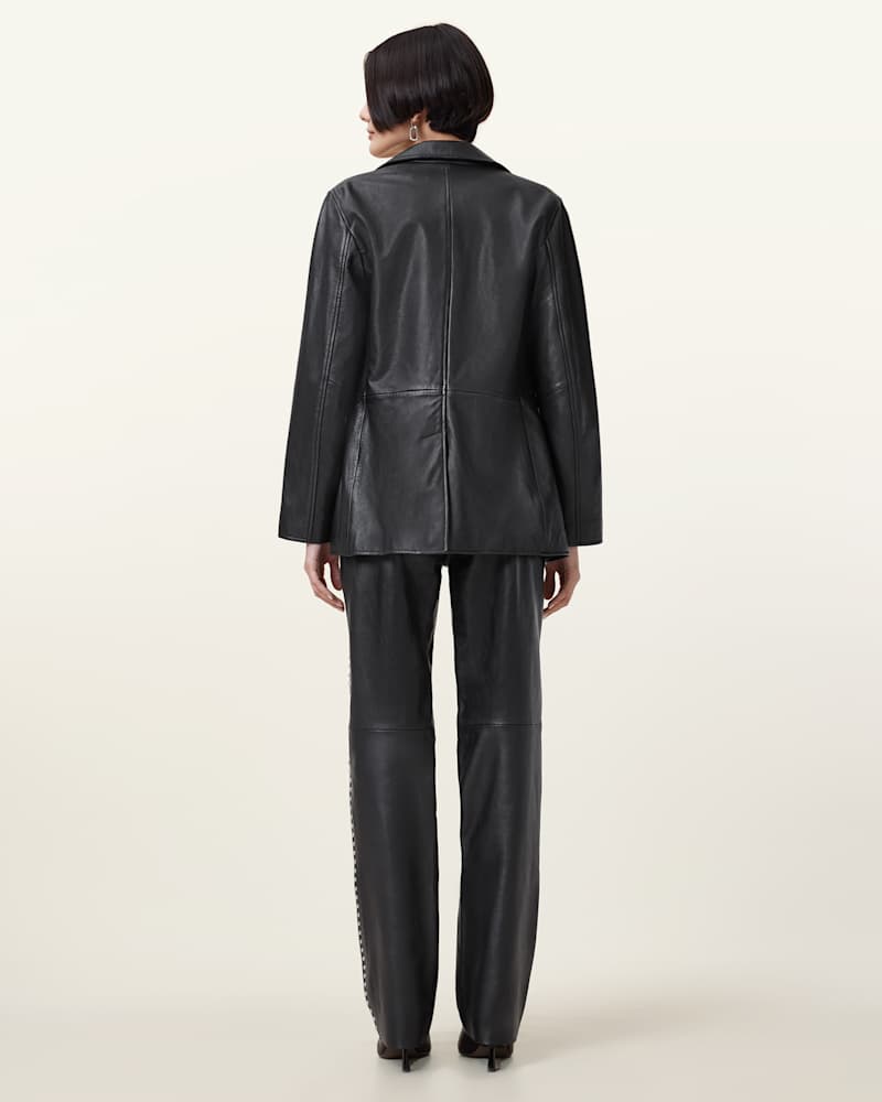 Saige Straight Leg Leather Trousers