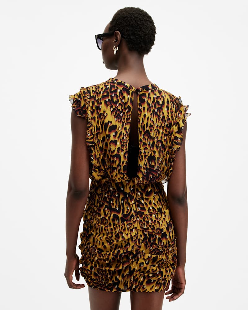 Hali Animal Print Ruffle Mini Dress